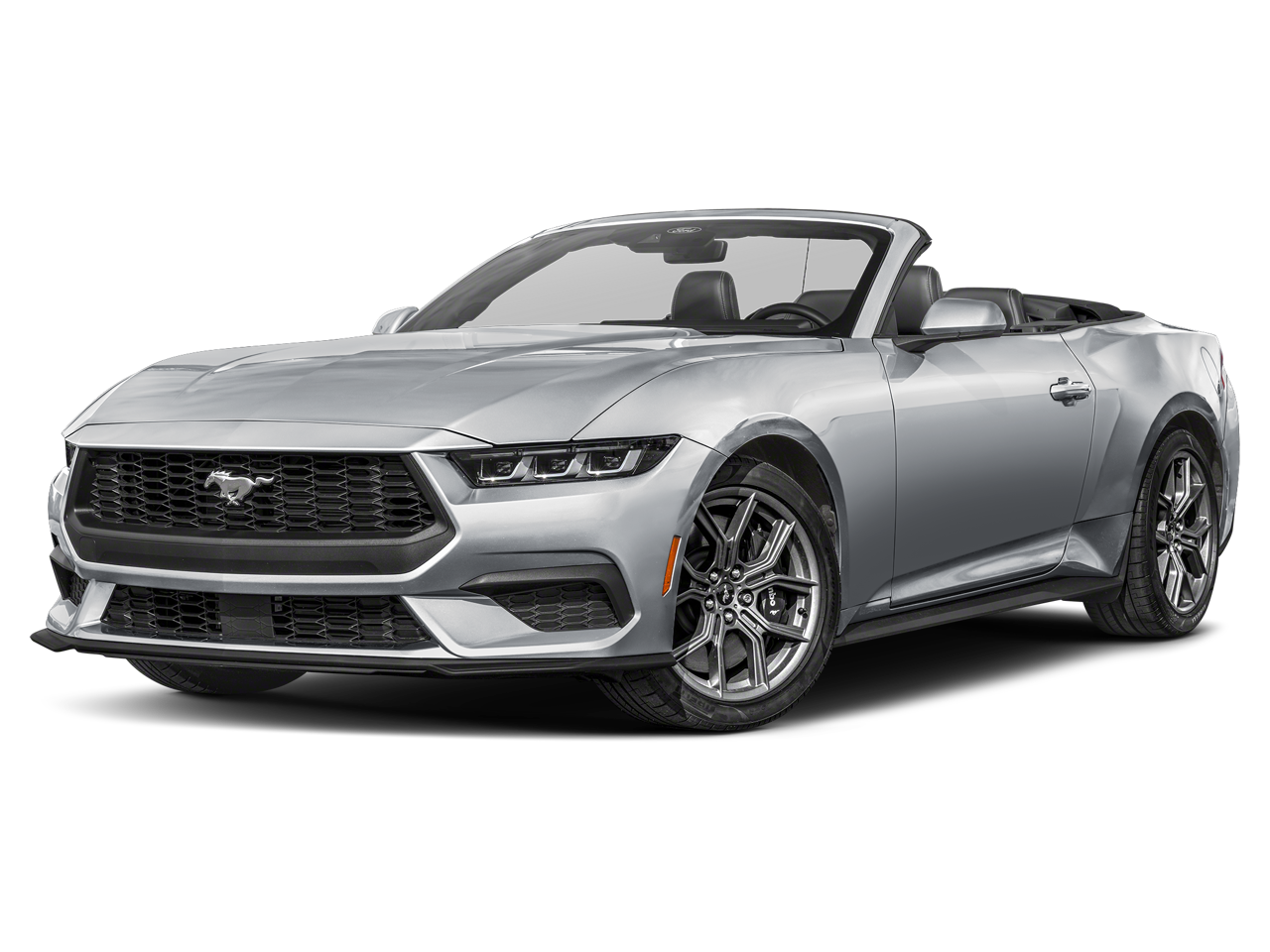2024 Ford Mustang EcoBoost Premium in Iconic Silver Metallic — front three-quarter view