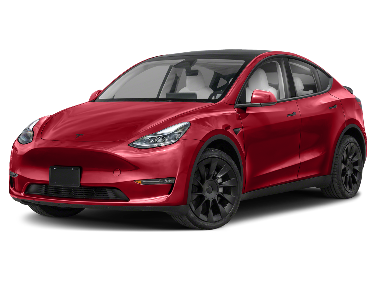 2025 Tesla Model Y Long Range in Solid Black — front three-quarter view