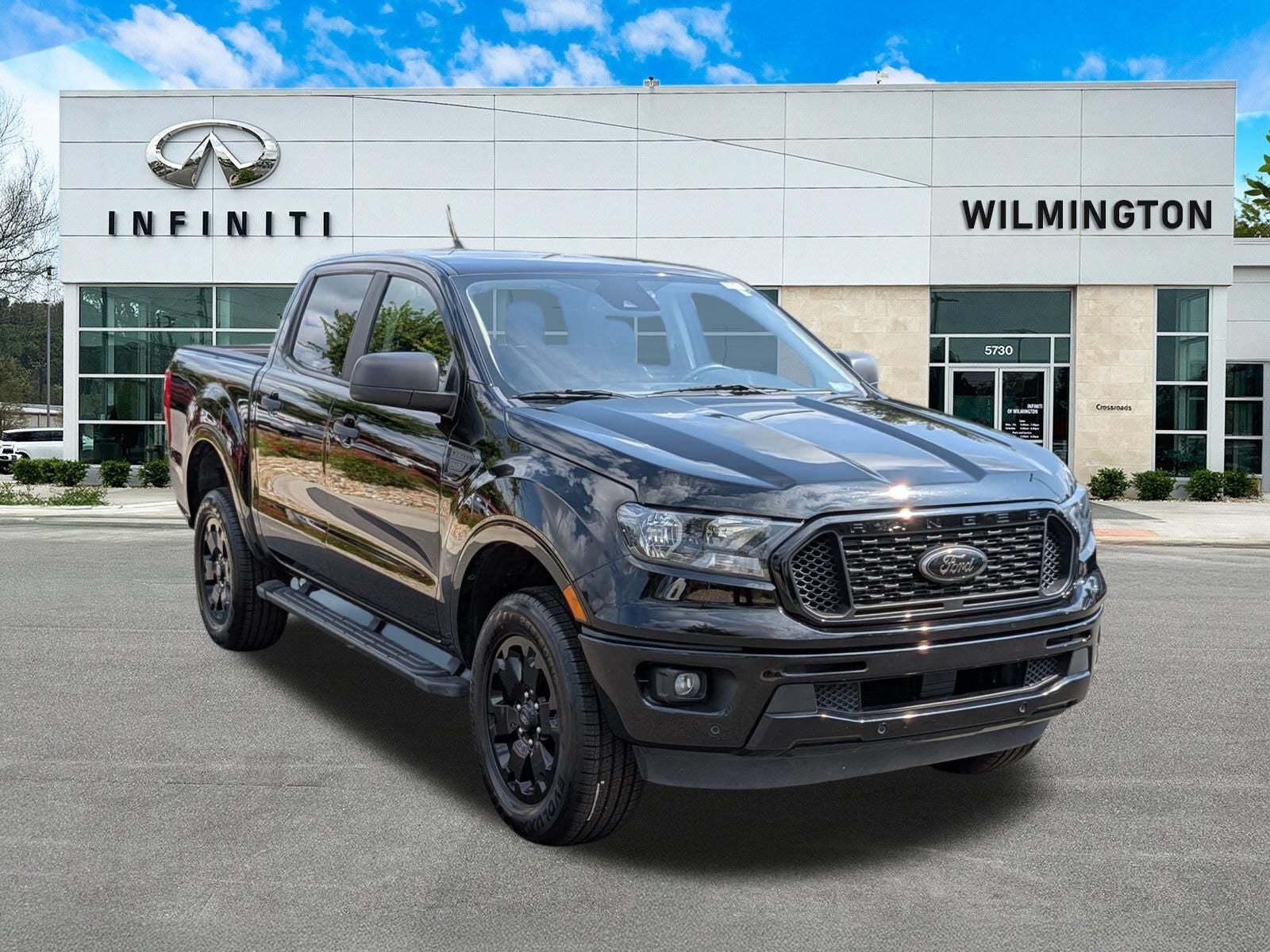 2021 Ford Ranger XLT in Shadow Black — front three-quarter view