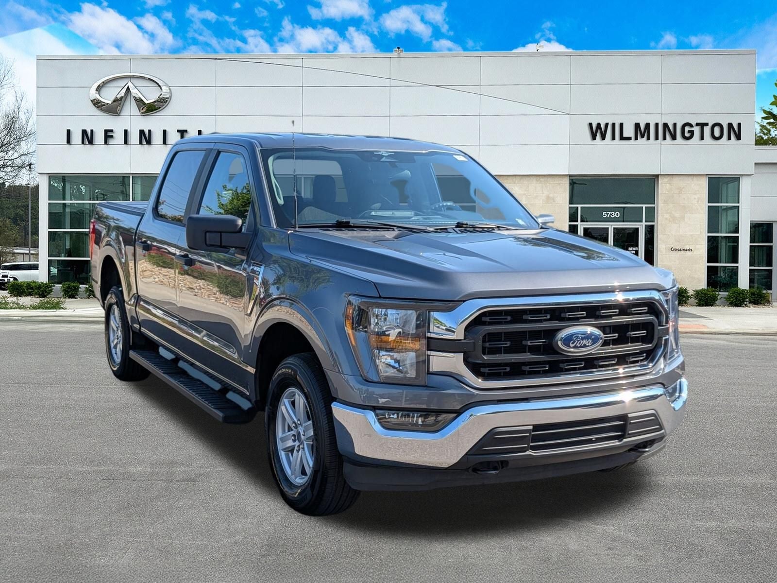 2023 Ford F-150 XLT in Gray Metallic — front three-quarter view