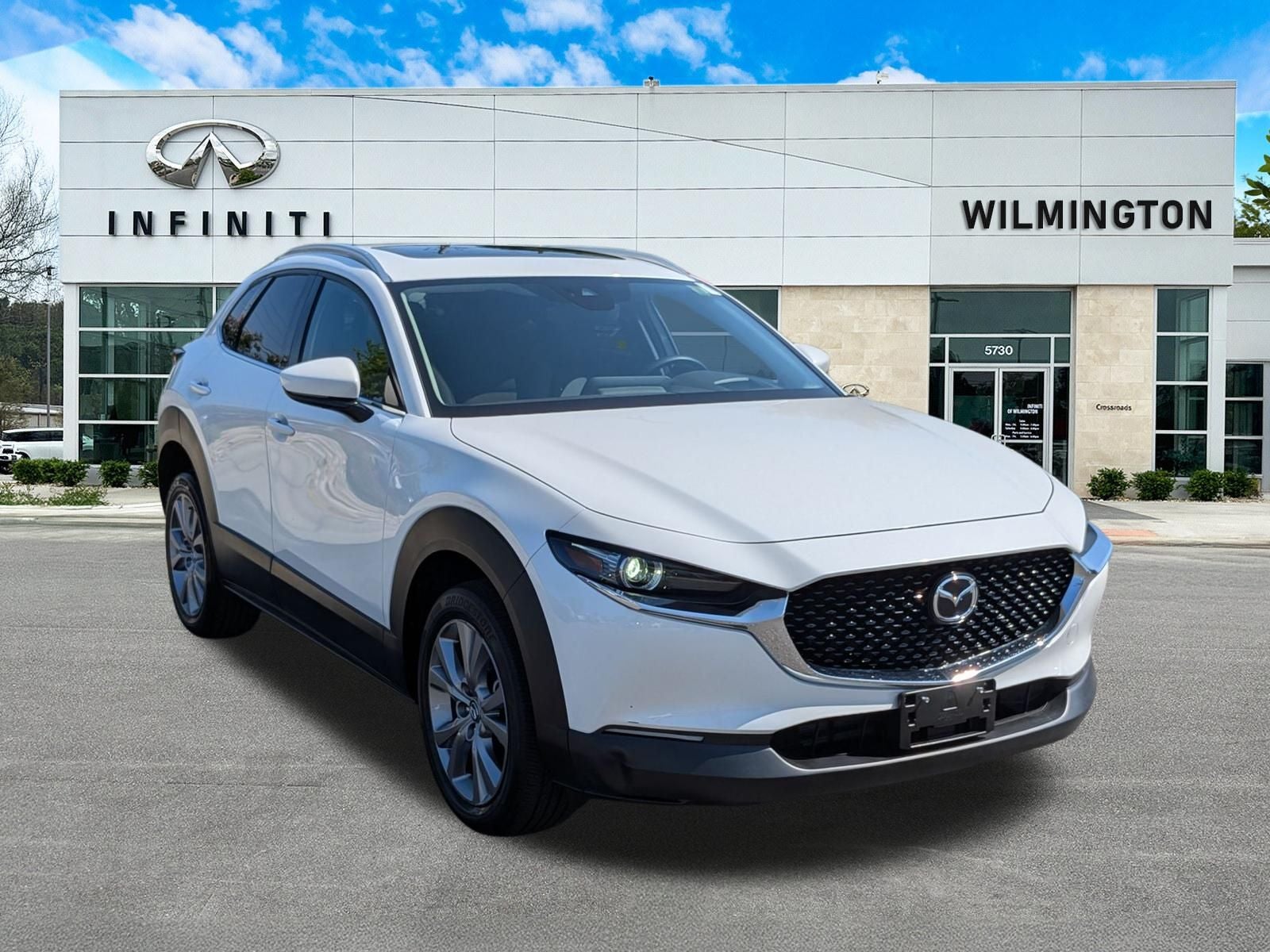 2023 Mazda Mazda CX-30 2.5 S Premium Package in Snowflake White Pearl Mica — front three-quarter view