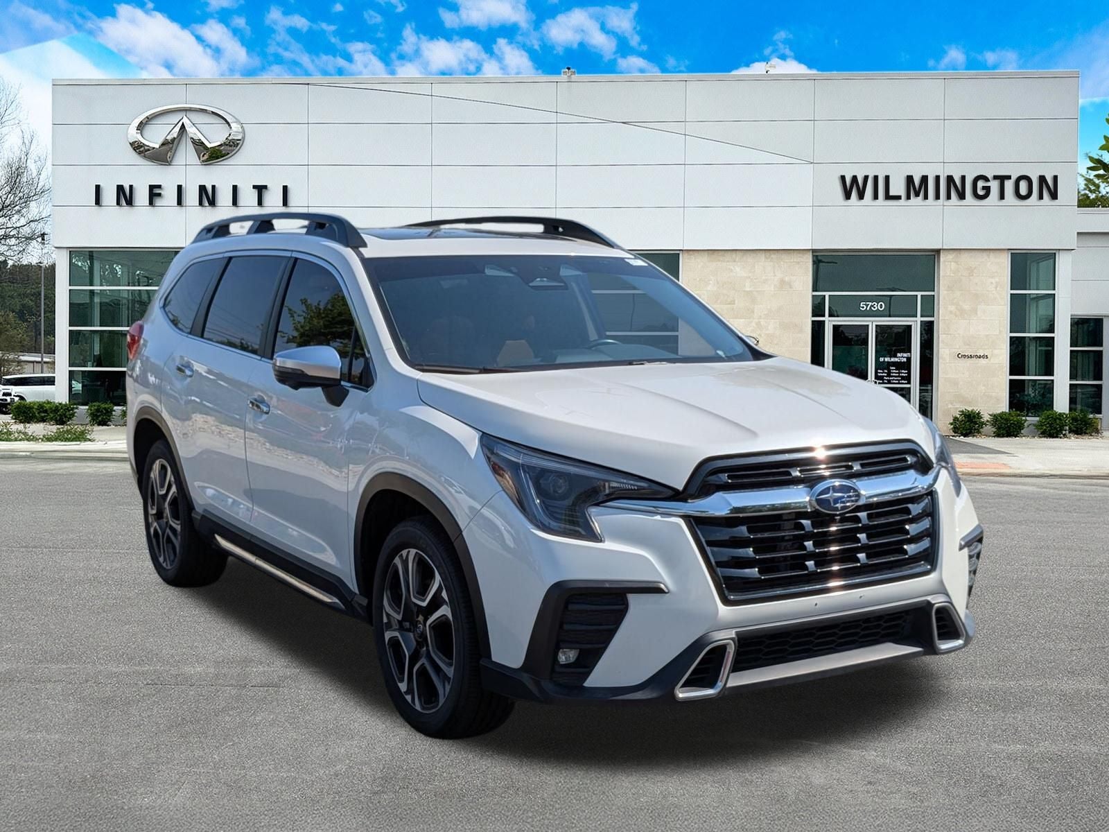 2023 Subaru Ascent Touring in Crystal White Pearl — front three-quarter view