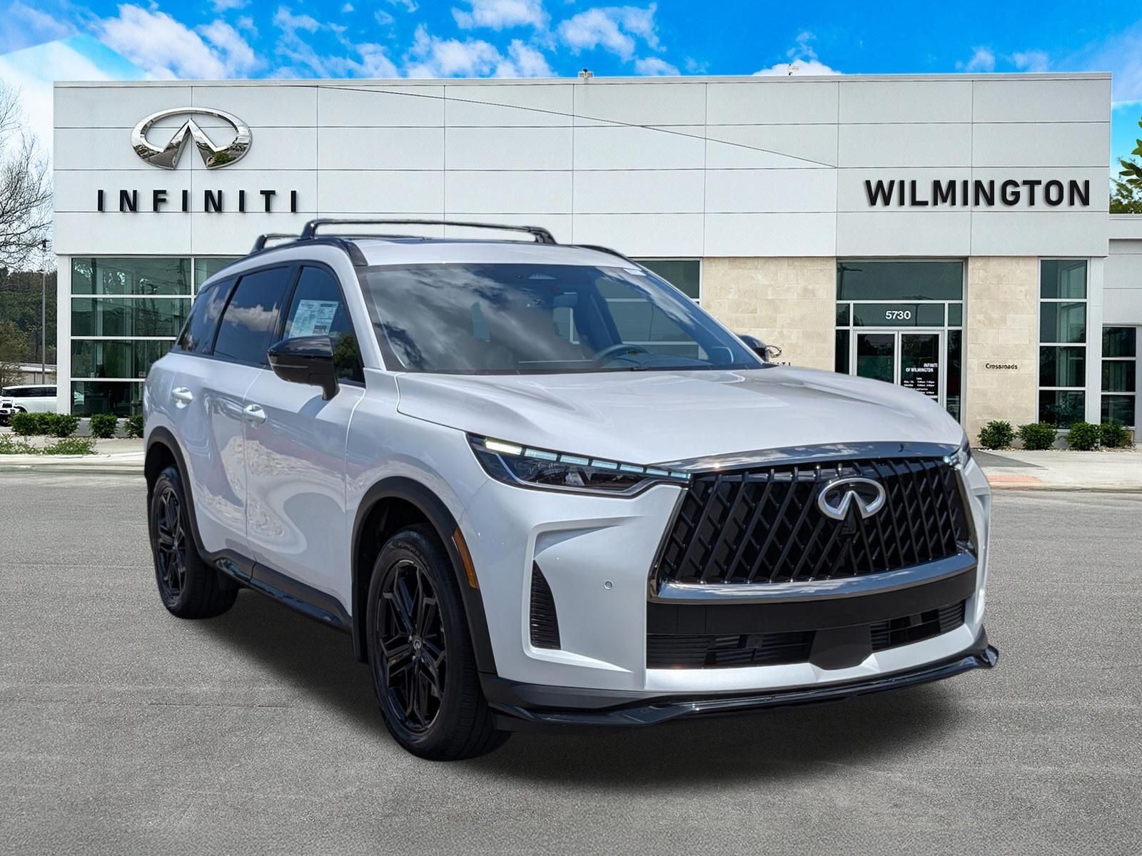 2027 INFINITI QX60 SPORT in Radiant White — front three-quarter view
