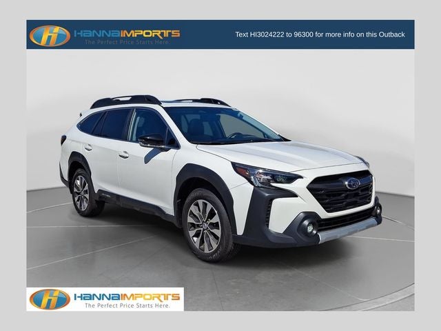 2025 Subaru Outback Limited in Crystal White Pearl — front three-quarter view