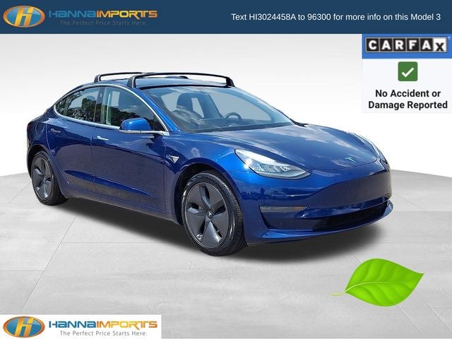 2019 Tesla Model 3 Long Range in Deep Blue Metallic — front three-quarter view