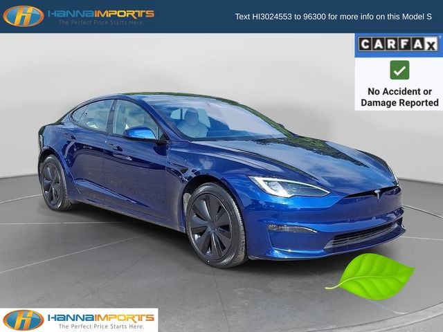 2022 Tesla Model S Base in Blue — front three-quarter view
