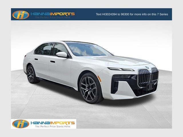 2025 BMW 7 Series 740i xDrive in Alpine White — front three-quarter view