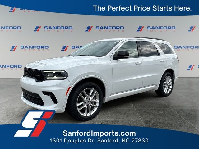 2024 Dodge Durango GT Plus in White Knuckle Clearcoat — front three-quarter view