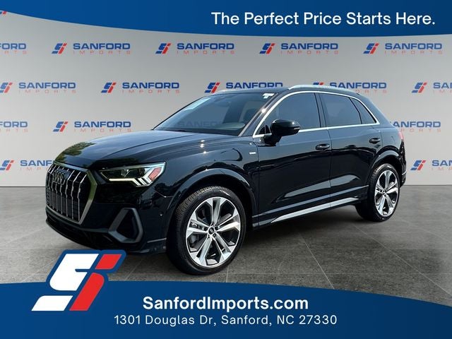 2021 Audi Q3 Premium Plus S Line quattro in Black — front three-quarter view