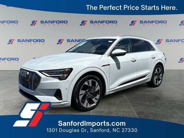 2023 Audi e-tron Premium Plus quattro in Glacier White — front three-quarter view