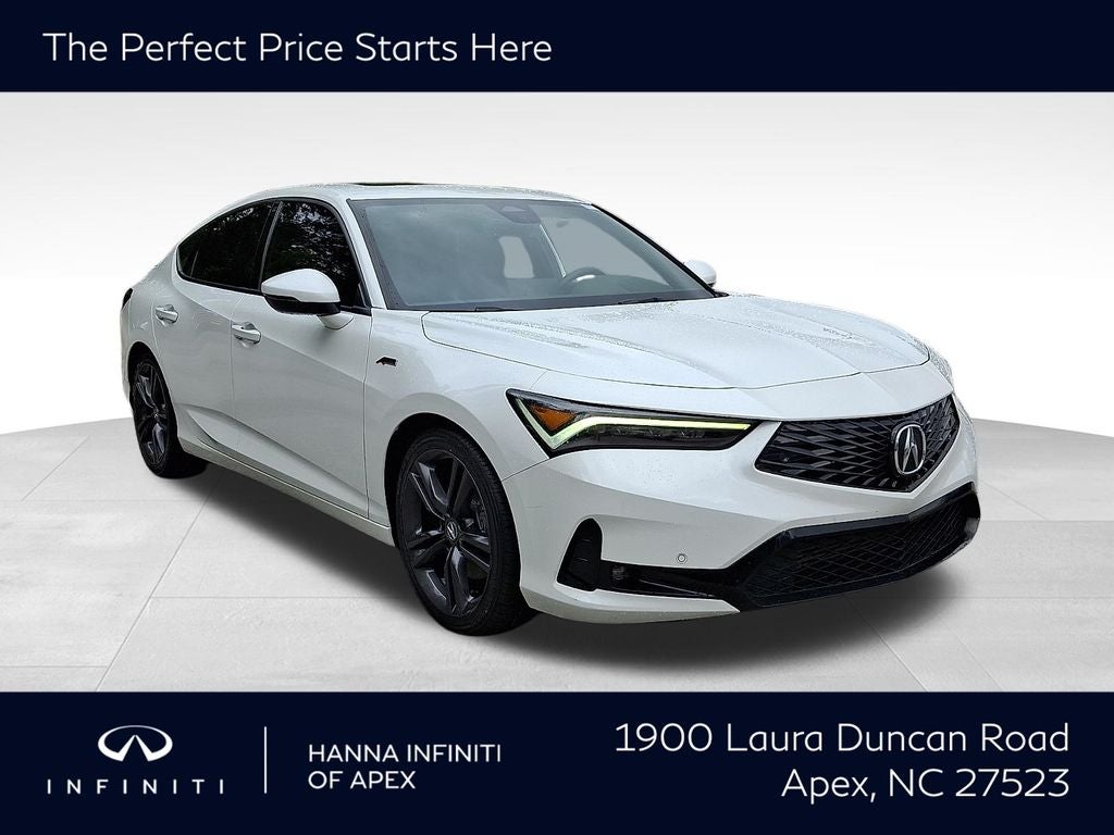 2024 Acura Integra A-Spec Tech Package in Platinum White Pearl — front three-quarter view