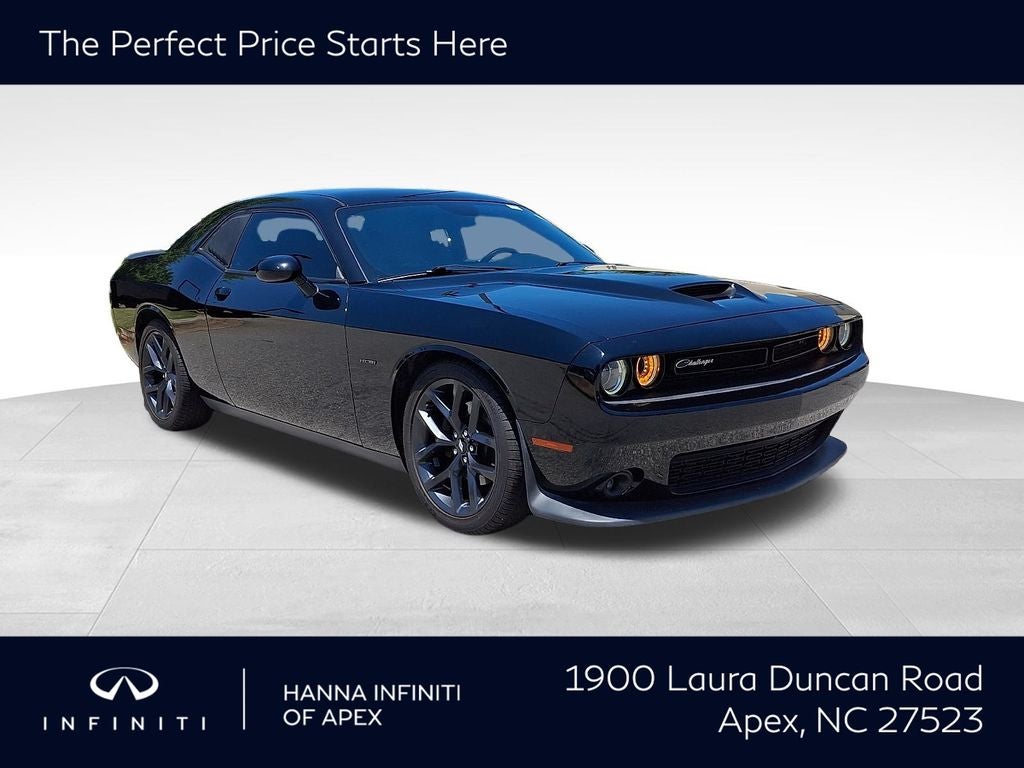 2019 Dodge Challenger R/T in Pitch Black Clearcoat — front three-quarter view