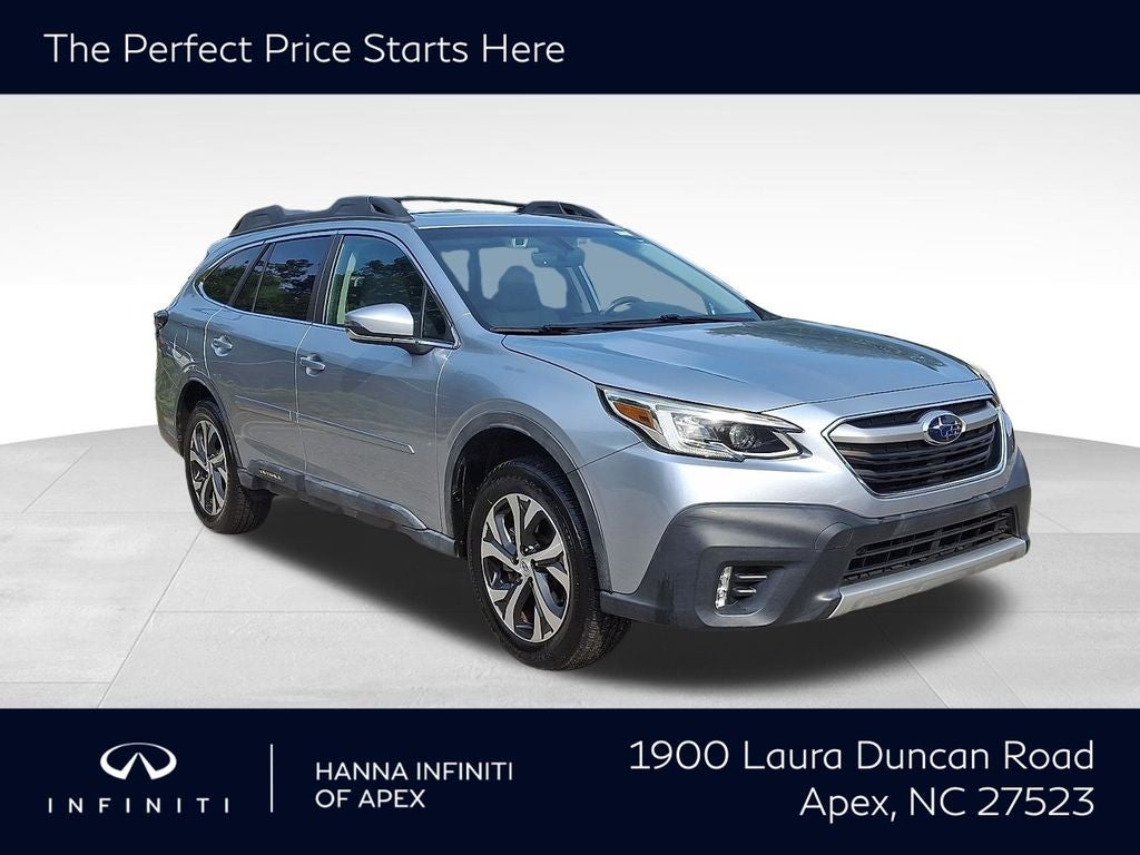 2020 Subaru Outback Limited in Ice Silver Metallic — front three-quarter view