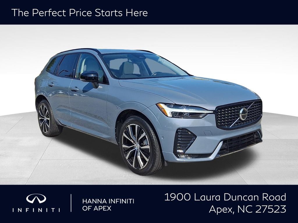 2023 Volvo XC60 B5 Plus Dark Theme in Gray Metallic — front three-quarter view